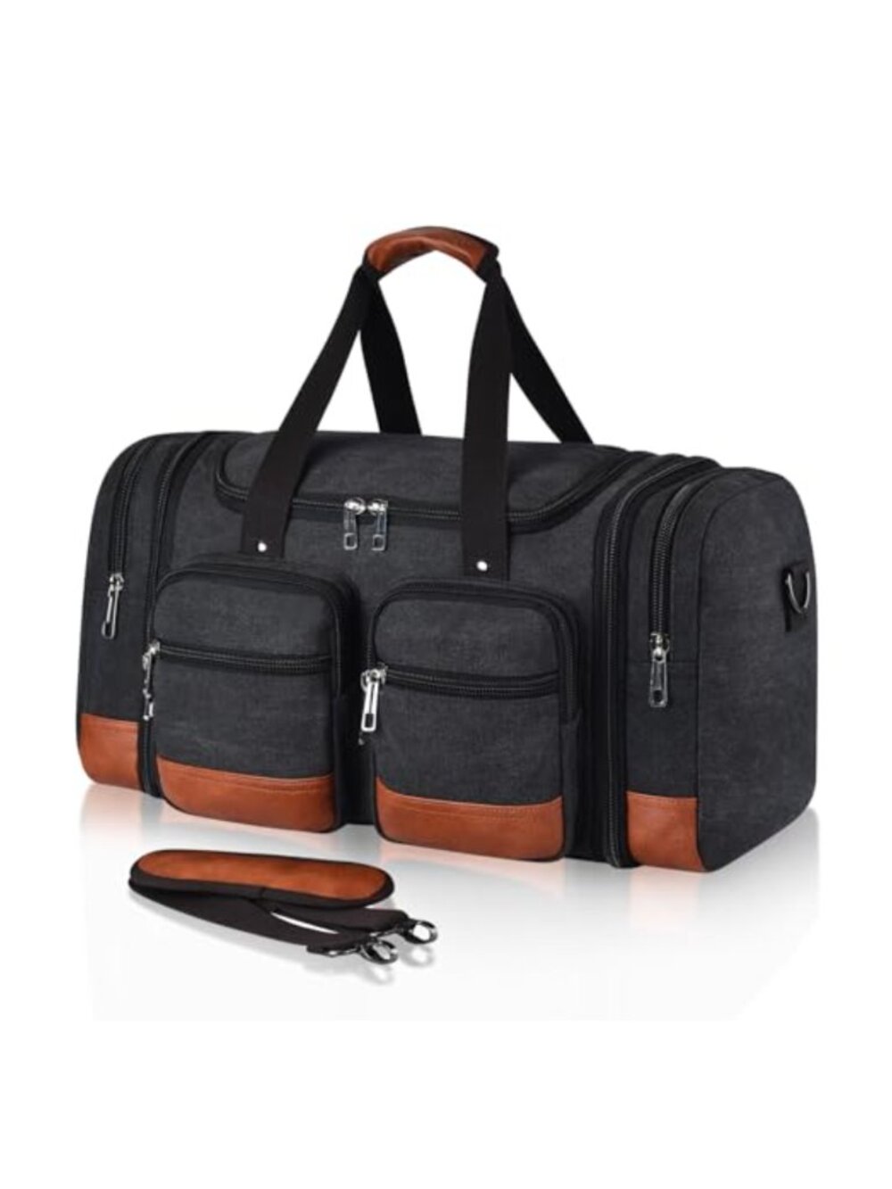 Canvas Duffle Bag 50L Expandable Carry on Travel Duffel with Laptop Compartment